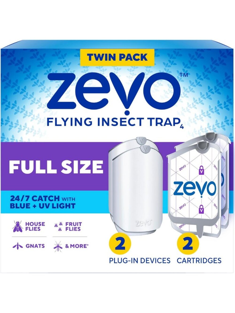 Effective Flying Insect Trap for Fruit Flies & Gnats - 2 Plug-in Bases + 2
